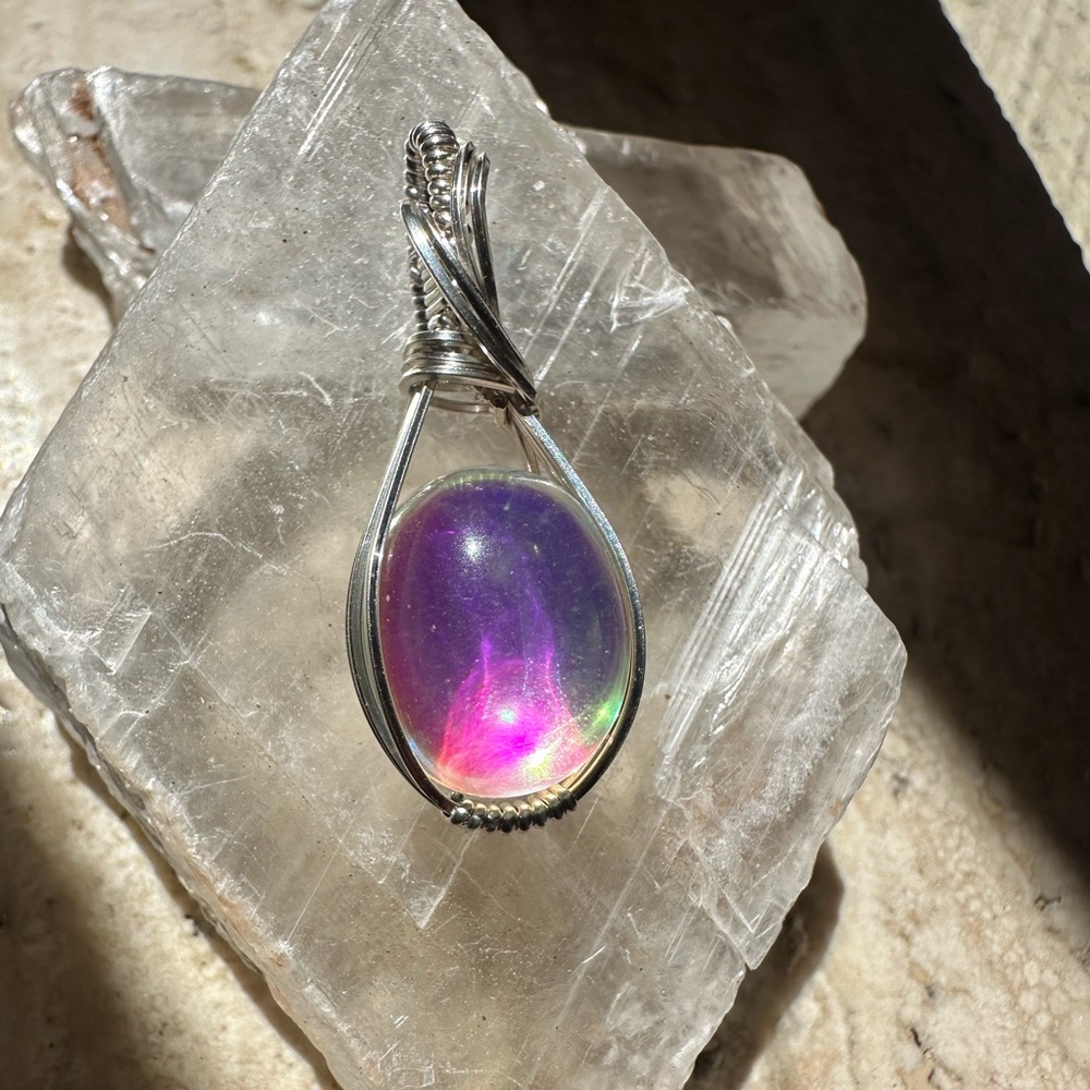 Sterling Silver Mystic Opal Necklace Pendant